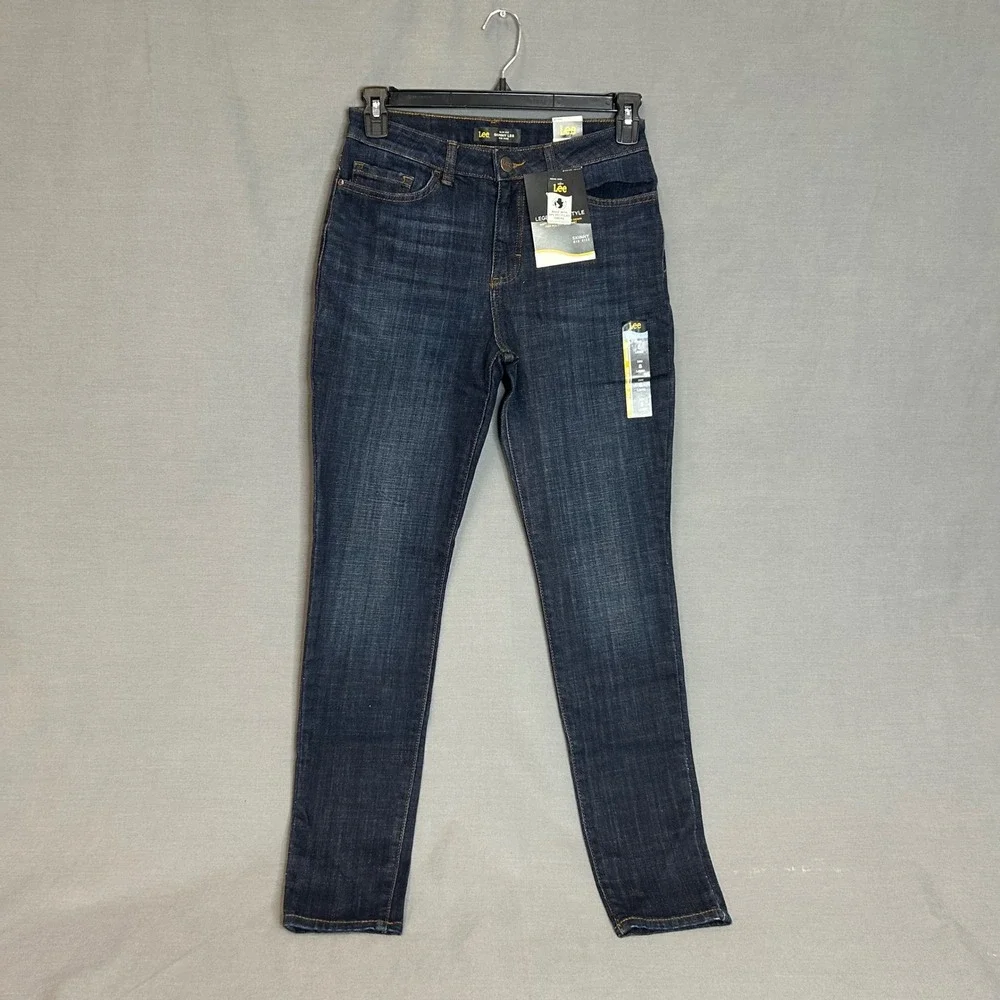 Lee Womens Legendary Skinny Mid Rise Jeans‎ Dark Wash Blue 8 Long 1000157438-22C